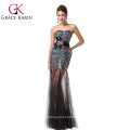 Nouvelle robe sans bretelles Sexy See Through Long Skirt Sequin Prom Dress CL6026